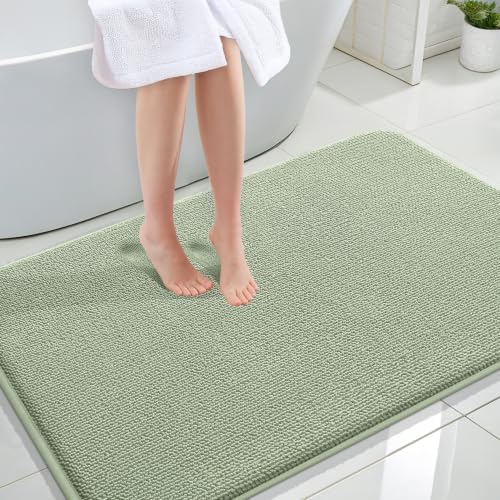 OLANLY Memory Foam Large Bathroom Rug 47x32, Absorbent Bath Mat, Sage Green by OLANLY