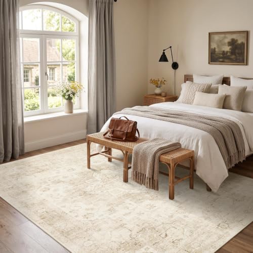 Garvee 6x9 Washable Area Rug Vintage Boho Beige Living Room Rug Non Slip - Image 3