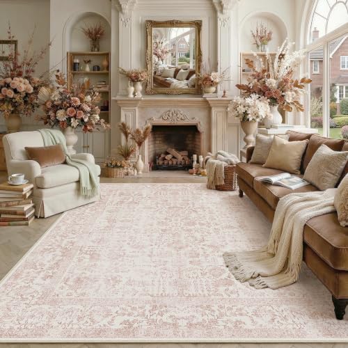 PureCozy Pink Area Rug 7x10 Vintage Floral - Image 2