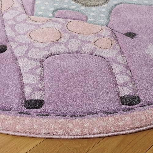 SAFAVIEH Carousel Kids Round Rug 4', Modern Purple CRK120V - Image 5