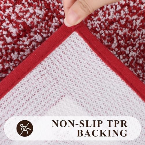 Pauwer 3 Piece Bathroom Rug Set, Non Slip Washable Bath Mat, Red - Image 5