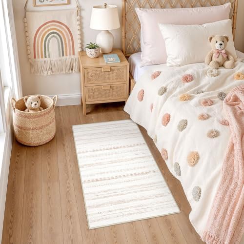 Nakagishi Boho 2x4 Washable Area Rug Non Slip Carpet for Entryway Beige - Image 4