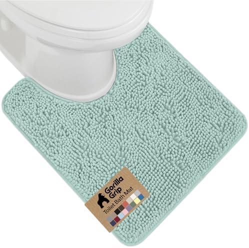 GORILLA GRIP Chenille Bath Rug Mat for Oval Toilet Base, 24x19 Seablue by GorillaGrip