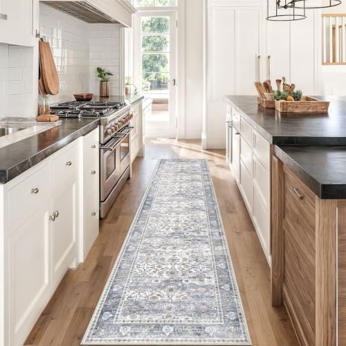 KUTA Vintage Washable Hallway Runner 2x8 Runners for Hallways Grey Blue - Image 4