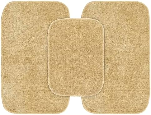 Garland Rug Traditional Nylon Washable Linen 3 Bath Rugs (17" X 24", 21" X 34", 21" X 34") - Soft, Absorbent, and Stylish for Your Bathroom by Garland+Rug