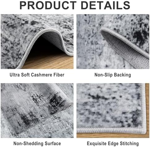 PLHXFR 9x12 Area Rug Living Room: Modern Abstract Washable Carpet Black - Image 5