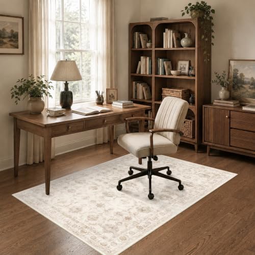 Washable 3x5 Entryway Area Rug Non-Slip Distressed Beige Throw Carpet - Image 3