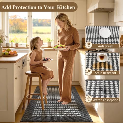 Ileading Kitchen Mat Sets 3 Piece Washable Grey Kitchen Floor Runner Rugs - Image 4