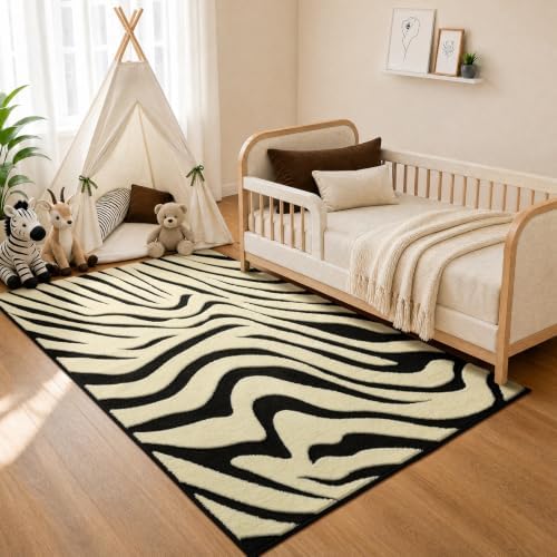 YIHOUSE Zebra Entryway Rugs 3×5: Modern Washable Non-Slip Small Area Rug - Image 3
