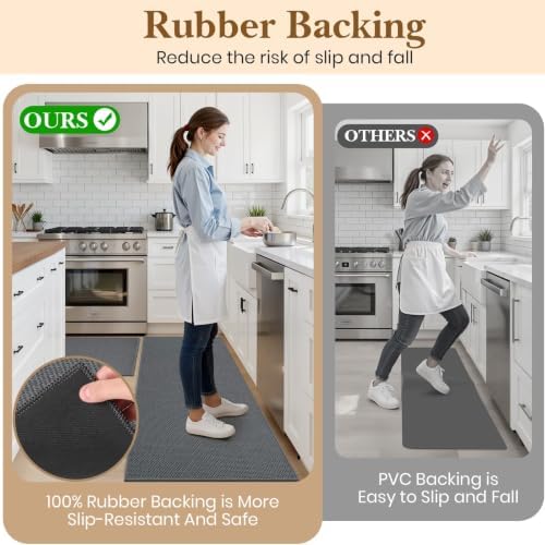 Kitchen Rugs Set of 2, Washable Floor Mats, Grey 20x32+20x47in - Image 5