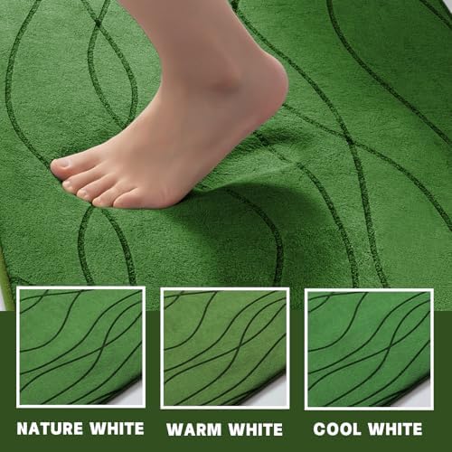 YIHOUSE Bathroom Rugs Set 5 Piece, Memory Foam Bath Mat Green - Image 3