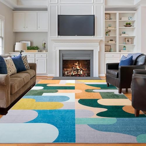 Living Room Rug 6x9 Light Green Area Rug Machine Washable Carpet Non Slip Indoor Large Rugs for Bedroom, Classroom, College Dorm, Farmhouse, Dining Room, Kids Playroom - Image 3