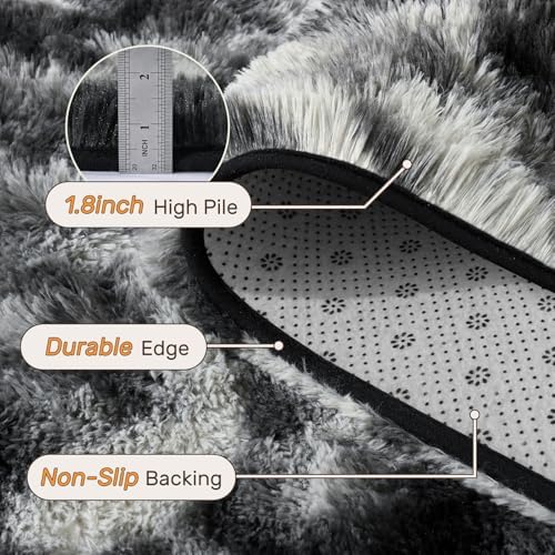 5x7 Area Rugs for Living Room, Black Plush Fluffy Shaggy Bedroom Rugs Non-Slip, Ultra Soft Carpet for Nursery Kids PlayRoom Dorm Office Indoor - Image 5