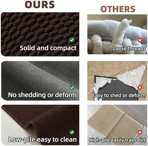 TYUU Bathroom Rugs Non Slip Washable, Super Absorbent Thin Bath Mat Quick Dry Low Pile Bathroom Rug, Brown 20"x48" - Image 5