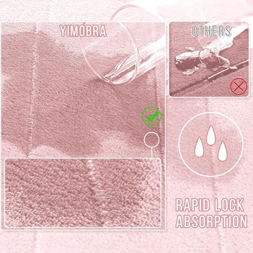 Yimobra Pink Bath Mat, Super Soft Absorbent Memory Foam Bathroom Rug Non Slip, Quick Dry, Machine Washable Floor Carpet for Tub Shower, Home Decor Accessories, 24x17 - Image 5