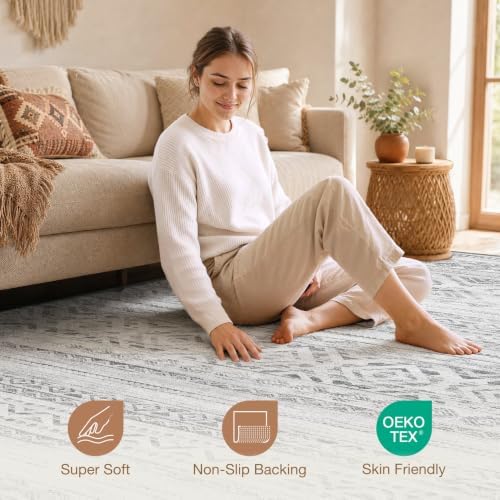 cotiled Boho 5x8 Area Rugs for Living Room: Soft Moroccan Washable Rug - Image 3