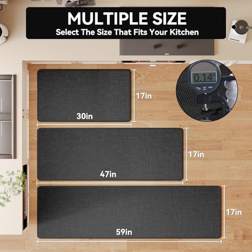 YDKGL Kitchen Mat Kitchen Rugs Sets of 2 PCS Non Slip Black 17"x30"+17"x59" - Image 2