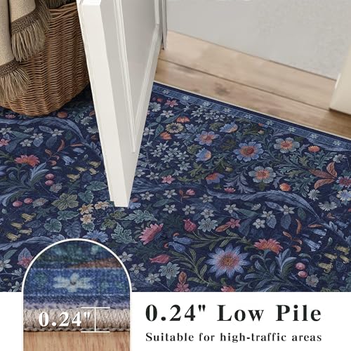 4x6 Floral Area Rug Soft Low Pile Washable Rug for Living Room - Image 6