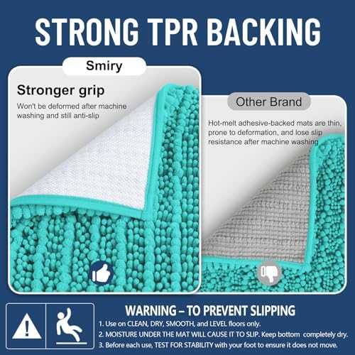 Smiry Bathroom Rugs 44X24, Extra Soft Rubber Backing Chenille Bath Mats - Image 3