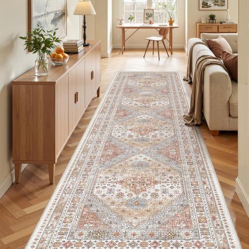 zesthome 3x12 Runner Rug Non Slip,Washable Hallway Runner Rug,Orange - Image 5