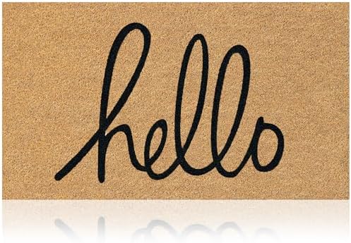 Coir Welcome Mat, Non-Slip, Hello Classic, 17 x 29 in by AmaruDoorMats