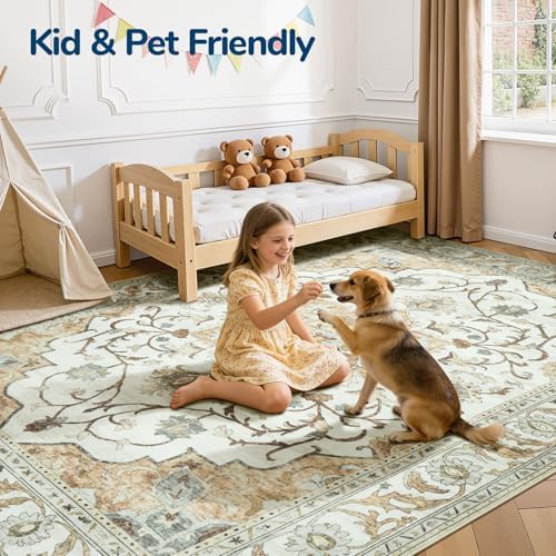 Lessymo Area Rugs 8x10 for Living Room,Large Washable Carpet Light Beige - Image 4