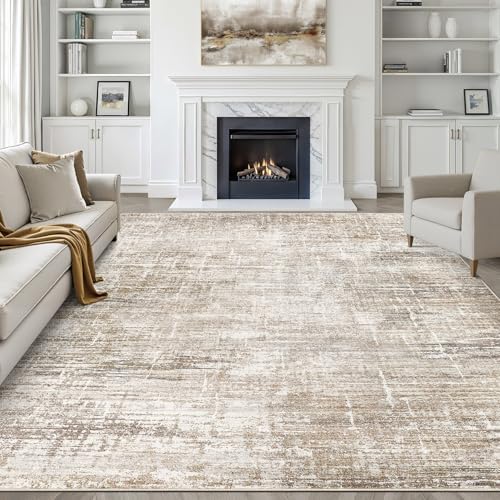 LOONGRUG 7x9 Area Rug Washable Neutral Modern Living Room Rug Dark Brown by LOONGRUG