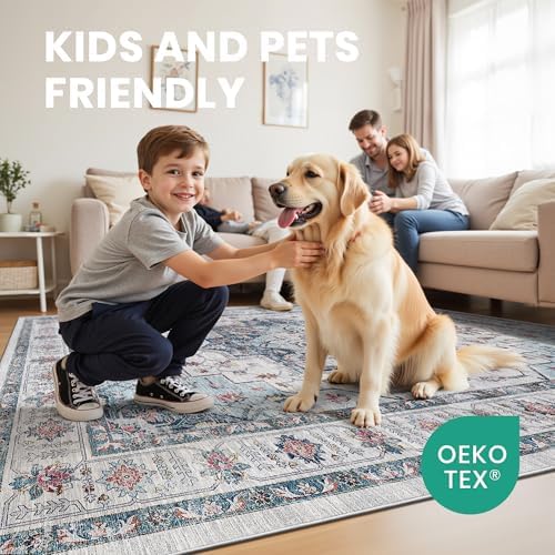 zesthome 8x10 Area Rugs for Living Room,Large Washable Rug,Blue - Image 7