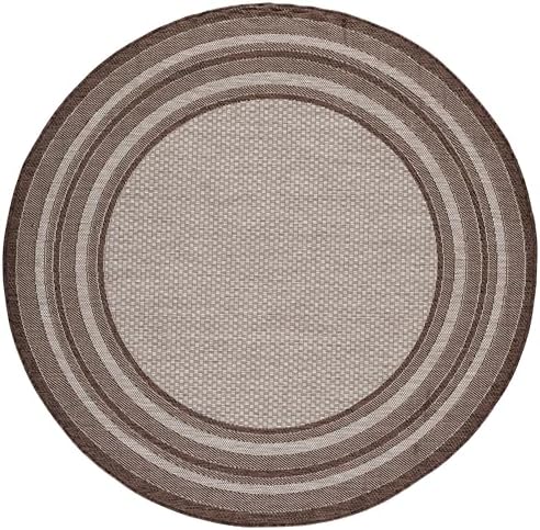 SAFAVIEH Courtyard Outdoor Round Rug 7'10", Grey & Brown CY8475-36312 by Unknown