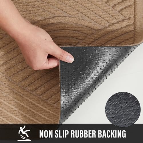 HIYARD Sturdy Front Door Mat, Absorbent Muddy Dirt Resist Welcome Door Mats Outdoor Indoor, Stain and Fade Resistant, Non-Slip Backing Entry Mat Low Profile Doormat for Entryway, 47×32, Beige - Image 3