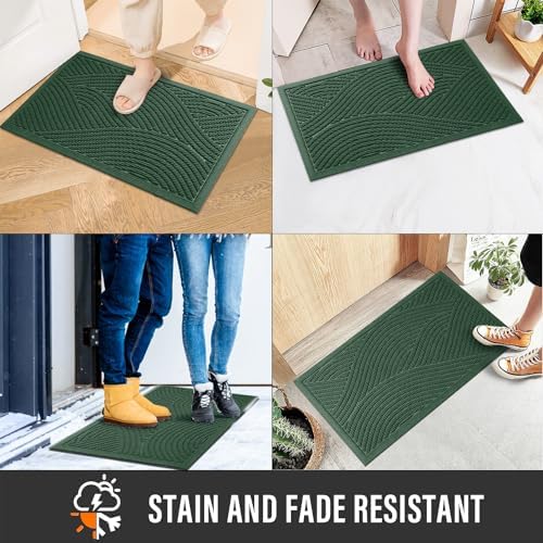 HIYARD Sturdy Front Door Mat, Absorbent Muddy Dirt Resist Welcome Door Mats Outdoor Indoor, Stain and Fade Resistant, Non-Slip Backing Entry Mat Low Profile Doormat for Entryway, 47×32, Green - Image 4