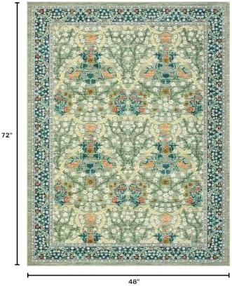 GarveeHome 4x6 Washable Area Rug for Living Room, Floral Large Entryway Kitchen Rug Non Slip, Ultra Soft Stain Resistance Carpet for Bedroom Laundry Room, Sage Green - Image 2