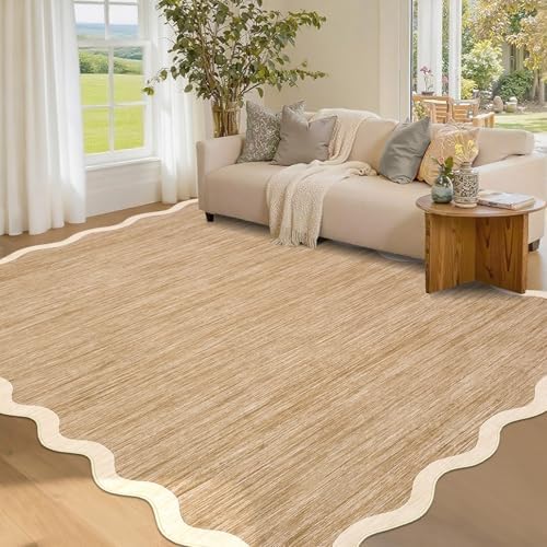 GarveeHome Scalloped Washable Area Rug 3x5 Small Entryway Rug Non Slip by GarveeHome