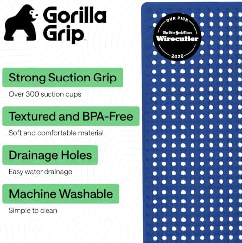 GORILLA GRIP Bath Tub Shower Mat, Bathtub Floor Liner, 35x16 Royal Blue - Image 2