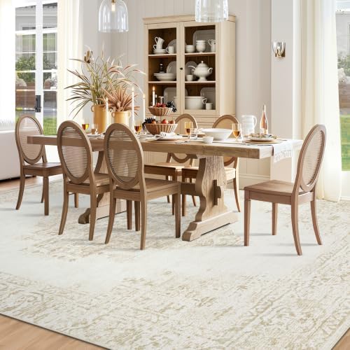 8x10 Area Rugs for Living Room: Washable Vintage Large Retro Rug Soft Non-Slip Indoor Low Pile Carpet for Bedroom Dining Room Office (Cream Beige, 8'x10') - Image 4