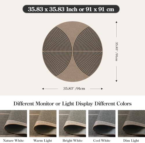 Lahome Modern Rainbow Small Round Rug, 3ft Washable Circle Rug for Doorway - Image 2