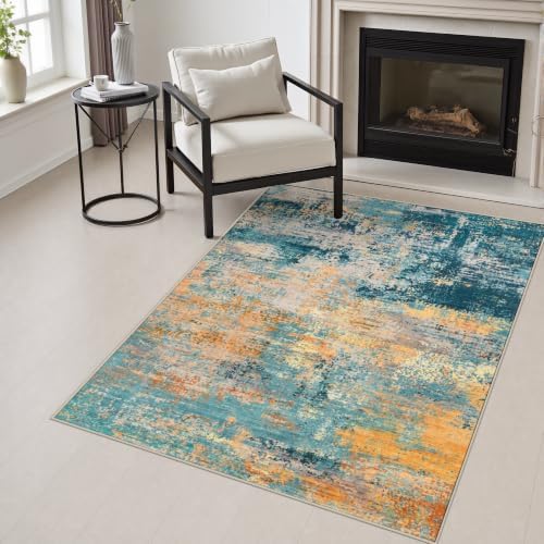 Area Rug Living Room: 3x5 Modern Washable Soft Carpet Rosy Haze by FXRHLP
