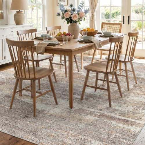 8x8 Square Area Rug Washable: Non Slip Living Room Large rugs Brown Brick - Image 5
