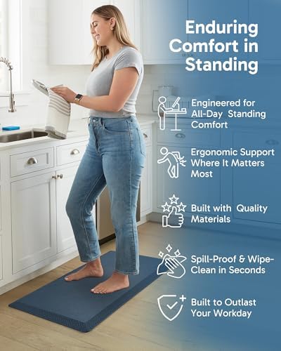 Ophanie Kitchen Mats for Floor,3/4 inch Thick,20x39 Anti Fatigue Cushioned Mat,Kitchen Rugs,Waterproof,Comfort Ergonomic Standing Mat for Office,Home,Sink with 99+ Pairs of Anti-Slip Bottom Ridges - Image 3