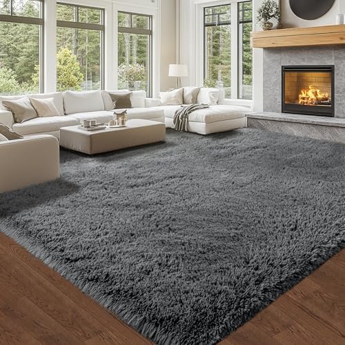 Topmaxcs 10x12 Grey Area Rug for Living Room- Large Shag Area Rug - Image 2