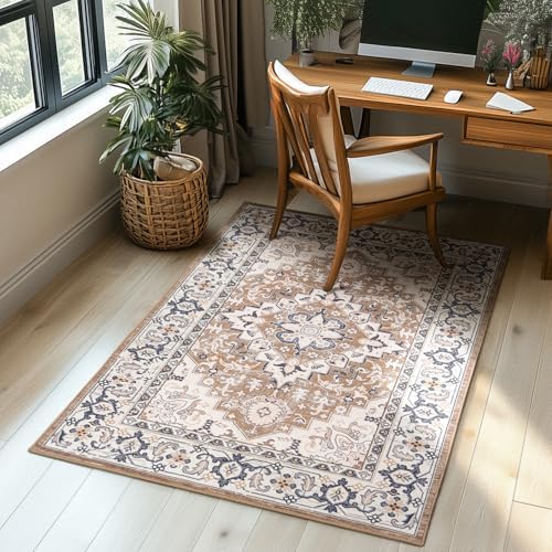 Lessymo 3 x 5 Area Rugs for Living Room, Washable Boho Carpets Brown Beige - Image 6