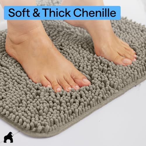 GORILLA GRIP Bath Rug Mat for Bathroom, Absorbent Chenille, 44x26 Latte - Image 4