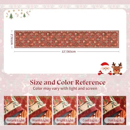 Christmas 2x12 Runner Rugs for Hallway, Red Non Slip Washable Kitchen Rug - Image 2