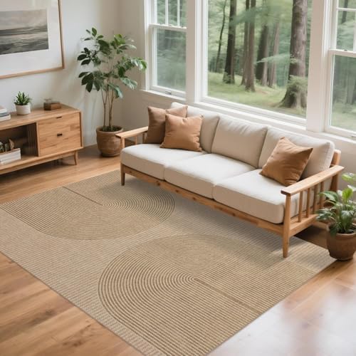 Easy Jute Rug for Pet Homes: 4x6 Outdoor Rug - Geometric Arch Pattern - Image 3