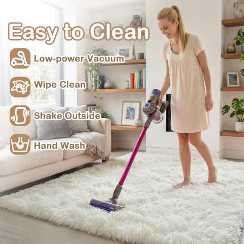 PAGISOFE Fluffy Shag Area Rugs for Bedroom Living Room, Cream White Super Soft Fuzzy Shaggy Carpets for Girls Boys Bedroom,Indoor 4x6 Bedside Rug Kids - Image 6