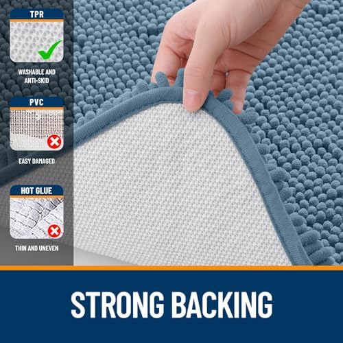 OLANLY Bathroom Rugs Sets 3 Piece, 30"x20"+24"x16"+24"x20", Airy Blue - Image 5