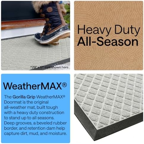 GORILLA GRIP WeatherMAX Door Mat, Indoor Outdoor, 35x23, Light Gray Lattice - Image 3