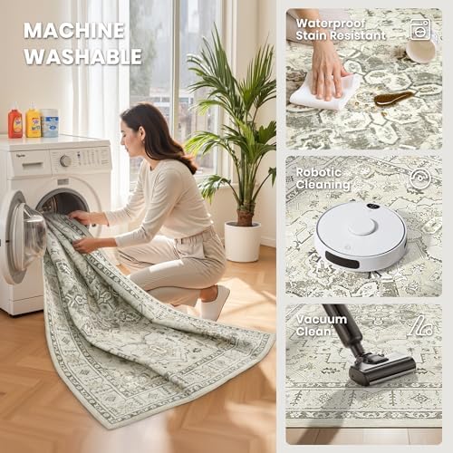 zesthome 5x7 Area Rugs for Living Room,Large Washable Rug,Beige - Image 5