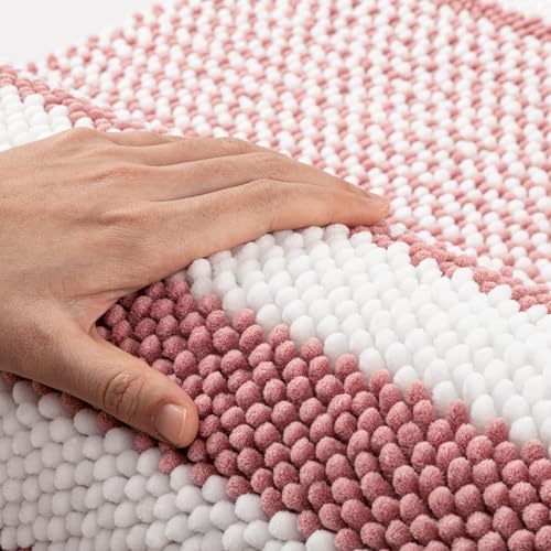 BSICPRO Bathroom Rugs, 20x32 Chenille Bath Mats, Dusty Pink - Image 2
