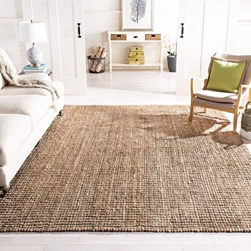 SAFAVIEH Natural Fiber Square Rug 10', Jute Knotted Natural & Grey NF447M by Unknown